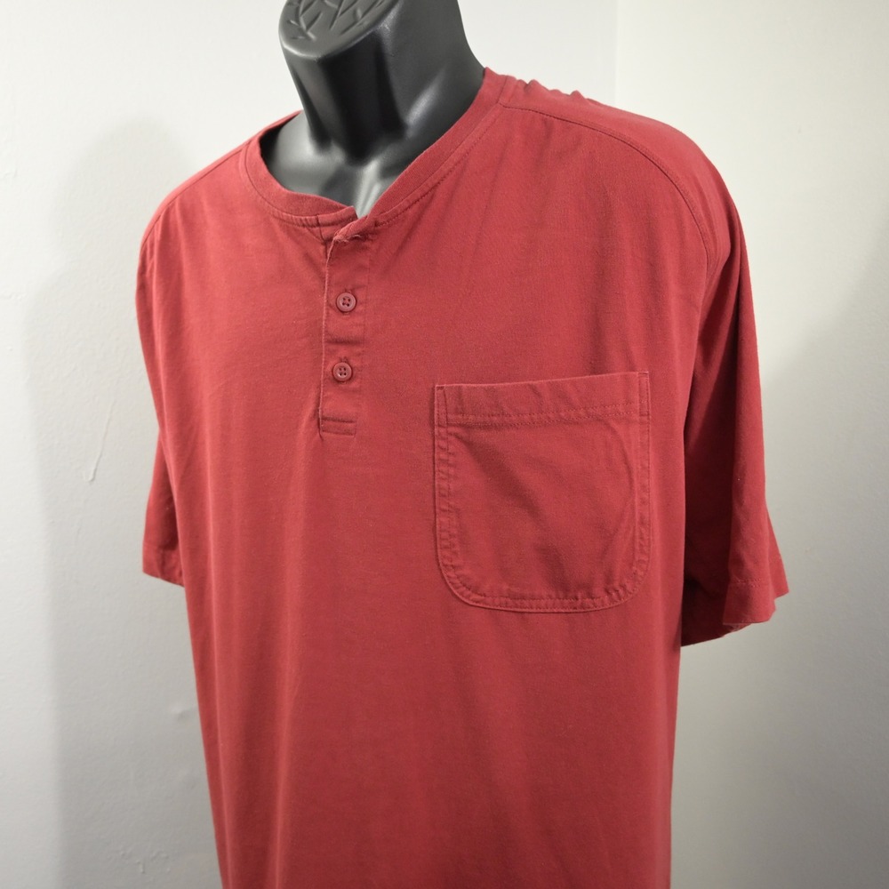 Duluth Trading Co Henley Shirt Mens 2XL Relaxed Red Longtail‎ T Pocket SS